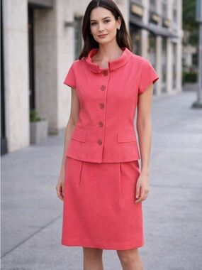 Rickie Freeman for Teri John NWT 2Pc Skirt/Jacket Set Career Pink/Coral Size 8